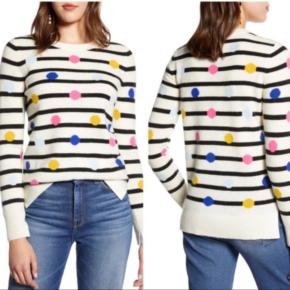 Halogen Cashmere Wool Polka Dot Stripe 